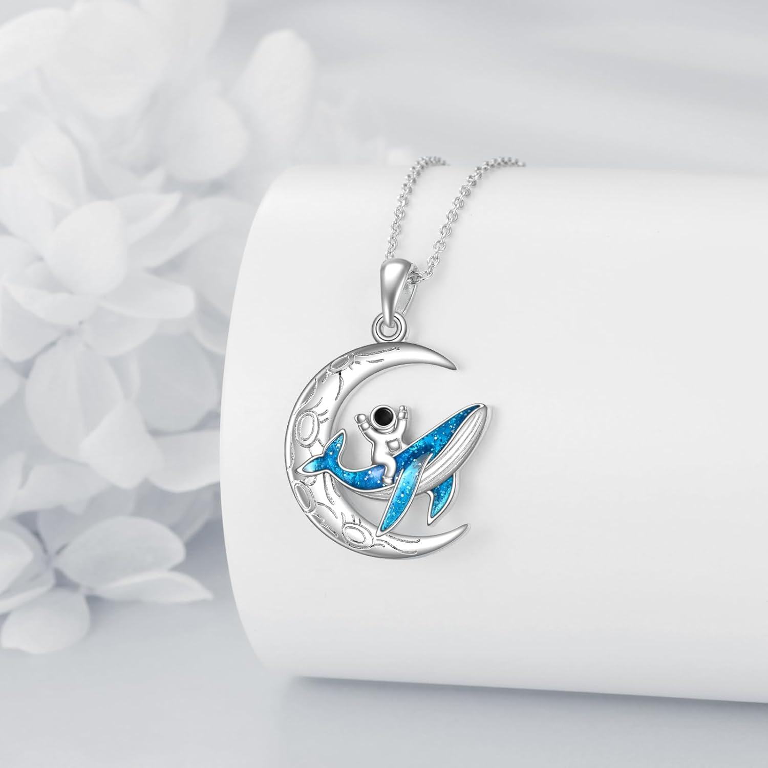  Sterling Silver Space Astronaut Planet Pendant Necklace Jewelry Gift -0-1