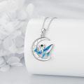 wholesale 925 Sterling Silver Blue Glitter Spaceship & Astronaut Moon Pendant Necklace for Women Girls Gifts Jewelry Accessories 43cm Chain Length-0-1