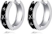 wholesale 925 Sterling Silver Viking Rune Huggie Hoop Earrings Norse s for Him Her-Viking