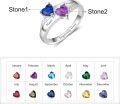 wholesale TOUPOP Personalized Custom 2 Heart Birthstone Rings For Women 925 Sterling Silver/ 10k/ 14k/ 18k Gold Engraved Name Mothers Ring Wedding Family Mother Days Birthday Jewelry Gifts For Grandma Mom Wife -0-3