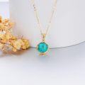 wholesale 14K Gold & Turquoise Necklace, 10x10mm Pendant, 14-16 Adjustable Chain, Handcrafted Jewelry with Natural Gemstone, Delicate & Modern Design-0-4