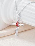wholesale White Gold Plated 925 Sterling Silver Red Cardinal Bird Pendant Necklace 925  for Women-0-3