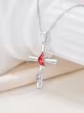 wholesale White Gold Plated 925 Sterling Silver Red Cardinal Bird Pendant Necklaces Wholesale 925  for Women-0-3