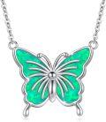 wholesale 925 Sterling Silver Green Fire Opal Butterfly Pendant Necklace Minimalist Charm s for Her-0-0