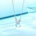 wholesale 925 Sterling Silver Rabbit Pendant Necklace With Blue Opal Stone-0-1