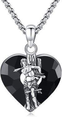 wholesale 925 Sterling Silver 925 Heart-Shaped Black Onyx Saint Archangel Michael Pendant Necklace -Style A-St Sebastian-Heart