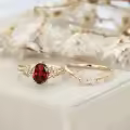 wholesale 14K 18K Solid Gold Oval Gemstone Vintage Leaf Art Deco Bridal Rings Wholesale Set-0-1