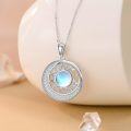 wholesale 925 Sterling Silver Round Blue Opal Star & Moon Pendant Necklace-0-1