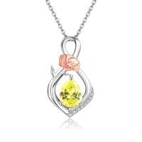 wholesale 925 Sterling Silver Daisy Pendant With Orange Gemstone-August-Poppy