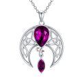 wholesale 925 Sterling Silver Blue Crystal Moon Pendant Necklace Wholesale With Celtic Knot Design-0-0