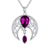 wholesale 925 Sterling Silver Blue Crystal Moon Pendant Necklace Wholesale With Celtic Knot Design-02_ Simulated Amethyst