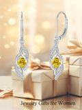 wholesale 925 Sterling Silver 12 Birthstone Leverback Dangle Earrings for Women-0-3