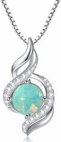 wholesale Sterling Silver 7 Color Opal Infinity Swirl Pendant Necklace (18 +2 )-0-7