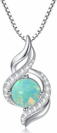 wholesale Sterling Silver 7 Color Opal Infinity Swirl Pendant Necklace (18 +2 )-Light Green