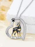 wholesale 925 Sterling Silver Black and Gold Doberman Pinscher Pendant Necklaces for Women Love You Forever Gifts-0-4