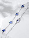 wholesale 925 Sterling Silver Evil Eye Bracelet with Blue Stones and Charm Anklets for Women-0-3
