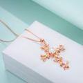 wholesale 925 Sterling Silver Plated Rose Gold White Simulated Opal Cross Pendant Necklaces with Leaves and Vine Design for Women-0-2