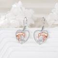 wholesale 925 Sterling Silver & Rose Gold Plated Horse Heart Dangle Earrings for Women-0-4