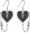 wholesale 925 Sterling Silver Gothic Heart with Skull and Crossbones Drop Earrings for Women - Halloween-0-0