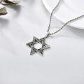 wholesale 925 Sterling Silver Star of David Pendant for Men's Necklaces with Rope Chain 3mm Length: 64cm/Lengths Available from 7 to 8 inches (Silver Tone)-0-2