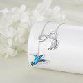wholesale 925 Sterling Silver & Hypoallergenic Y-Chain Hummingbird Necklace with Infinity Symbol & Wings Pendant, Elegant Gift-0-3