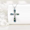 wholesale 925 Sterling Silver Abalone Shell Inlay Infinity Cross Pendant Necklace for Women and Men-0-5