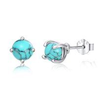 wholesale 925 Sterling Silver Turquoise Stud Earrings-4mm