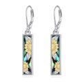 wholesale 925 Sterling Silver Sunflower & Abalone Shell Leverback Earrings - Mustard Seed Inspired Design-0-0