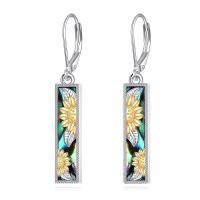 wholesale 925 Sterling Silver Sunflower & Abalone Shell Leverback Earrings - Mustard Seed Inspired Design-sunflower