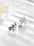 wholesale 925 Sterling Silver Boston Terrier Dog Stud Earrings for Women - Puppy  for Dog Moms & Pet Lovers-0-1