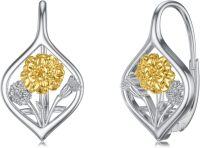 wholesale Sterling Silver Flower Leverback Earrings for Women Teens Birthday-J-October