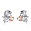 wholesale 925 Sterling Silver Heart Angel Girl Stud Earrings Gift for Women-0-0