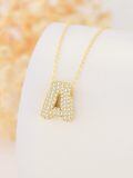 TOUPOP 14K Gold Bubble Letter Initial Pendant Necklace-0-1