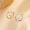 wholesale 925 Sterling Silver Gold Dog Charm Hoop Earrings for Women Girls  20mm Austrian Crystals-0-3