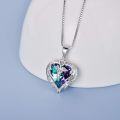 wholesale 925 Sterling Silver Blue & Purple Austrian Crystal Caduceus Angel Wings Heart Nurse Pendant Necklace-0-1