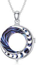 wholesale 925 Sterling Silver Abalone Shell Triple Goddess Moon Phase Locket Necklace for Women-0-0