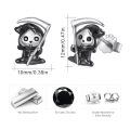 wholesale 925 Sterling Silver Grim Reaper Stud Earrings - Gothic Halloween Jewelry for Women & Men-0-4