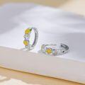 wholesale 925 Sterling Silver Yellow Lemon Slice CZ Huggie Hoop Earrings-0-3