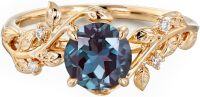 wholesale 10K Solid Gold 1Ct Round Gemstone Vintage Engagement Ring for Women-Emerald-Ruby-Opal-Alexandrite-Moissanite-Turquoise-Aquamarine-Blue Topaz-black onyx