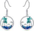 wholesale 925 Sterling Silver Dolphin & Palm Tree Dangle Drop Earrings for Women Girls Ocean Theme Graduation Gifts-0-0