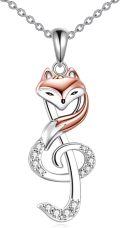 wholesale 925 Sterling Silver Musical Treble Clef Fox Pendant Necklace for Women-0-0
