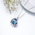 wholesale 925 Sterling Silver Blue Crystal Aquarius Zodiac Pendant Necklace for Women-0-4