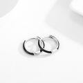 wholesale 925 Sterling Silver Huggie Hoop Earring Wholesale Black Enamel-0-1