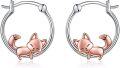 wholesale 925 Sterling Silver Cute Fox Hoop Earrings Birthday Gifts for Women-0-0