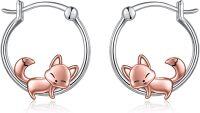wholesale 925 Sterling Silver Cute Fox Hoop Earrings Birthday Gifts for Women-Fox
