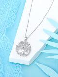 wholesale 925 Sterling Silver & 925 Platinum Plated Heart-Shaped Moissanite Tree Pendant Necklace-0-4