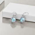 wholesale 925 Sterling Silver Teardrop Earrings Wholesale With Blue Gemstone And Scroll Design-0-27