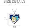 wholesale S925 Sterling Silver & Blue Crystal Heart Necklace for Mom, 2 Daughters - 18 Chains, Hypoallergenic, 14K Gold Plated Gift for Women-0-4