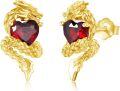 wholesale 925 Sterling Silver Heart-Shaped Red Crystal Dragon Stud Earrings - Vintage Style s for Women-0-0