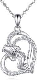 wholesale 925 Sterling Silver Aquarius Zodiac Heart-Shaped Pendant Necklace s for Women-0-0